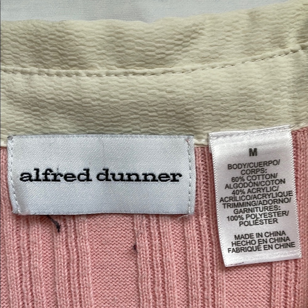 Alfred Dunner Women Pink and Cream Long Sleeve Layered Sweater Vest with Blouse - Picture 2 of 5